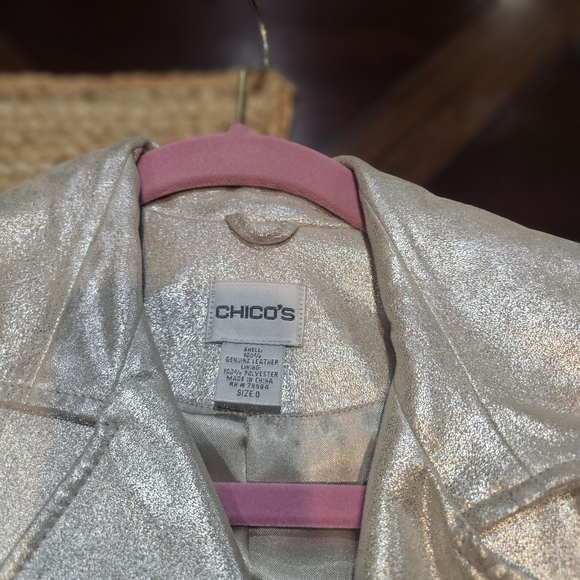 Chico's Shimmering Silver Trench Coat - Picture 7 of 8